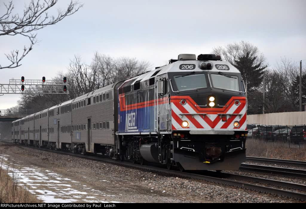 Outbound commuter approaches the station